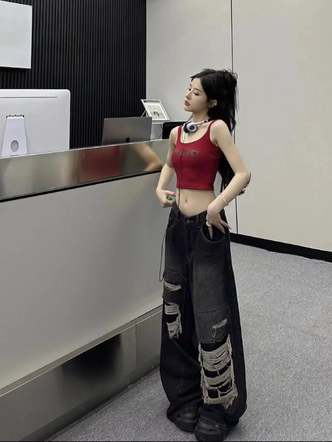 

Женские прямые классические джинсы-палаццо с широкими драпировками, женские джинсовые модные элегантные шикарные модные современные уличные туфли