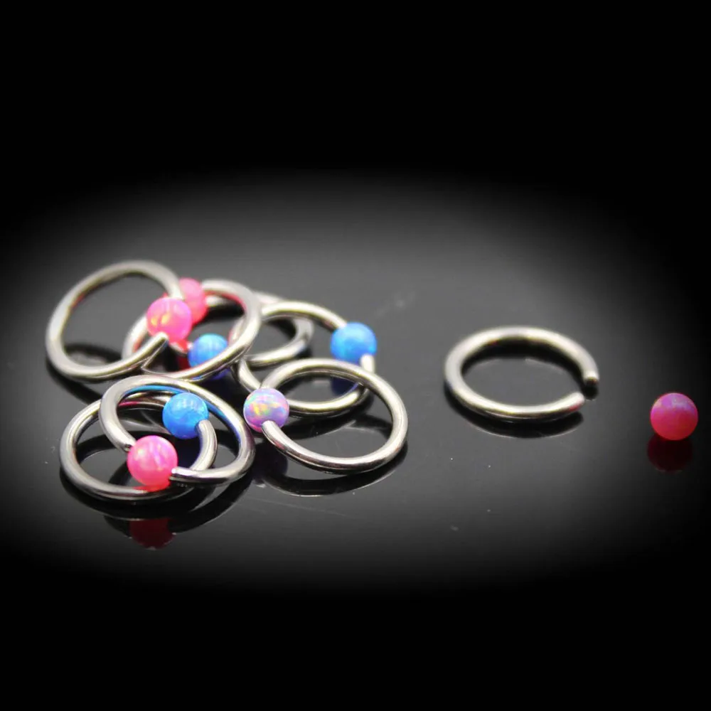 1PC Stainless Steel Opal Ball Captive Bead Ring Opal BCR Opal Industrial Barbell Tragus Daith Cartilage Piercing Jewelry