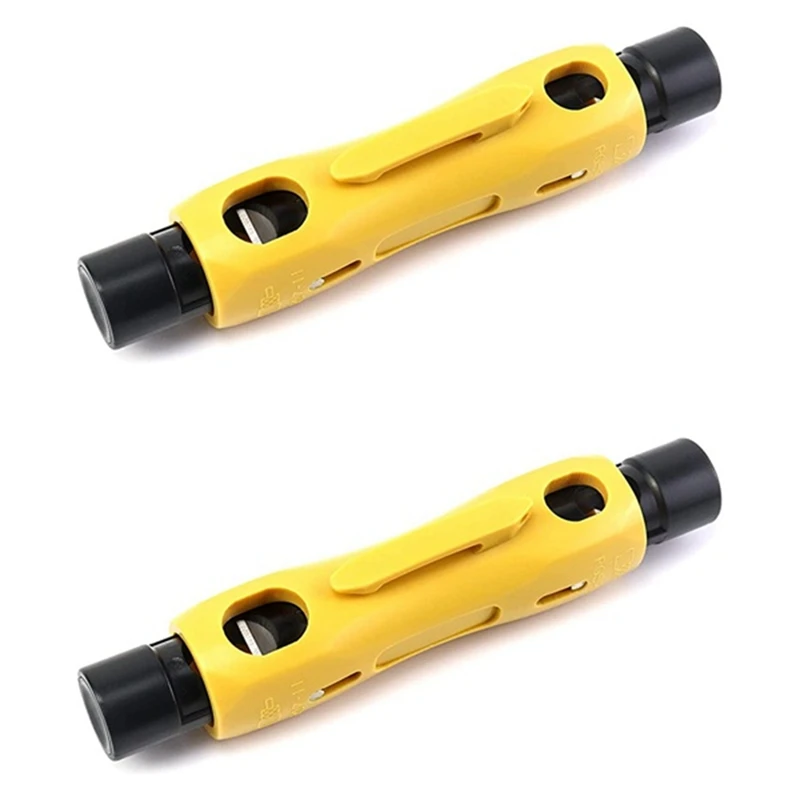 2-Pack Yellow Double-Ended Coax Strippers Coax Stripper Wire Cutter Coax Stripping Tool For RG7/11 And RG59/6/6Q