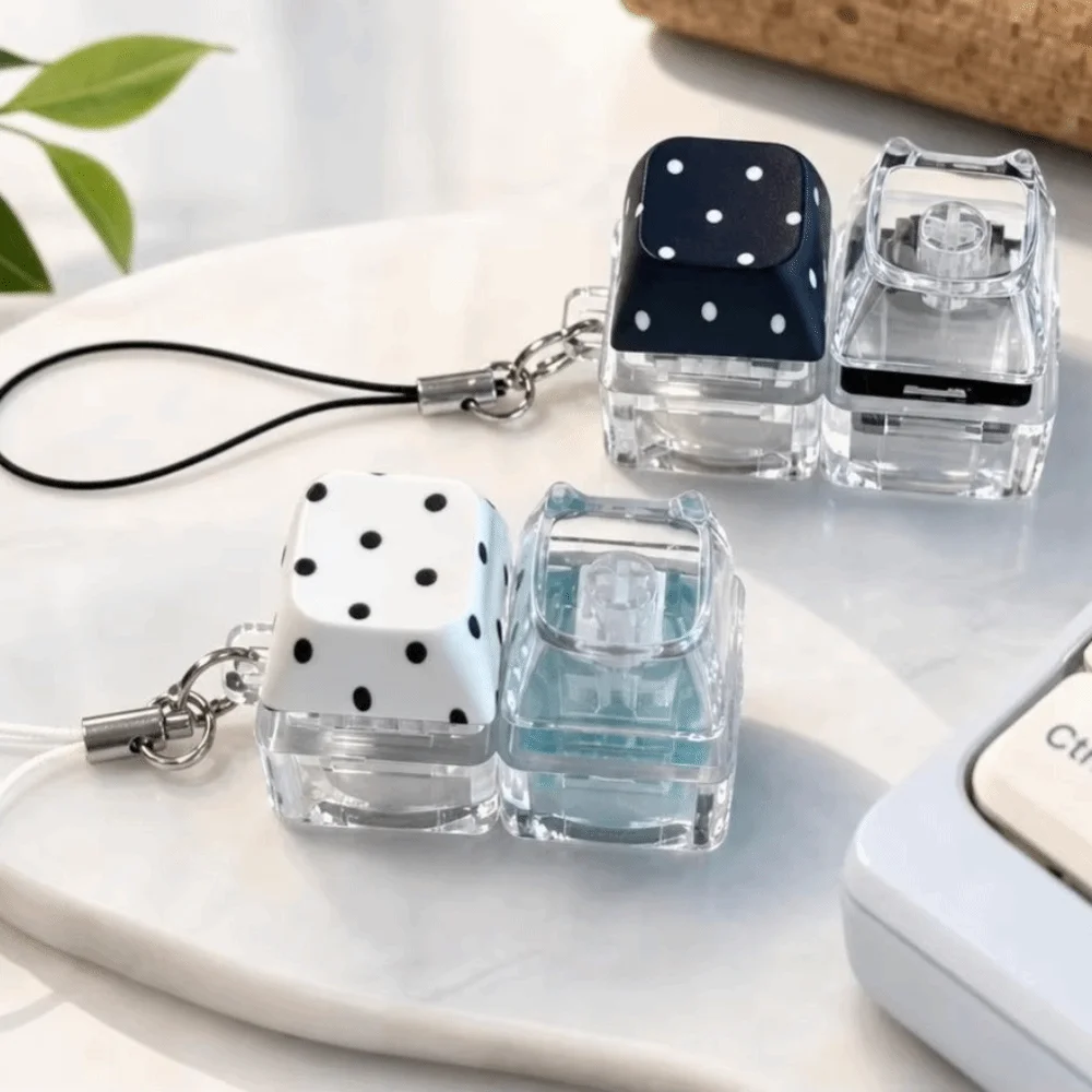 Dot Keycap Fidget Keychain Push Button Glowing Mechanical Keyboard Keycaps Keyring Mini 2-Key Finger Button Press Keychain