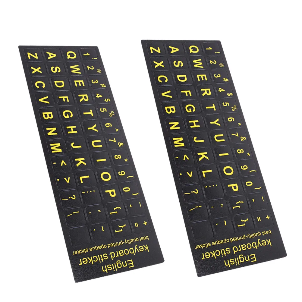 

2Pcs English Letter Keyboard Stickers PVC Material Non Slip Waterproof Universal Laptop Desktop Replacement Stickers Comfortable