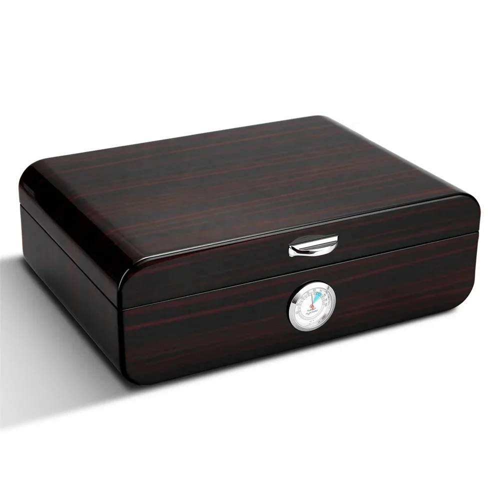 Wood Cigar Box 48pcs Large Capacity Cedar Wood Cigar Humidor Built-in Humidifier and Hygrometer Cigar Storage Box Piano Lacquer