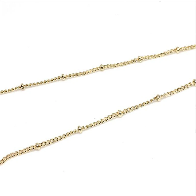 14K Gold Plated Brass Hypoallergenic Beads Link Chains For DIY Necklace Jewelry Making No Fade Extend Chain Crafts Accessories