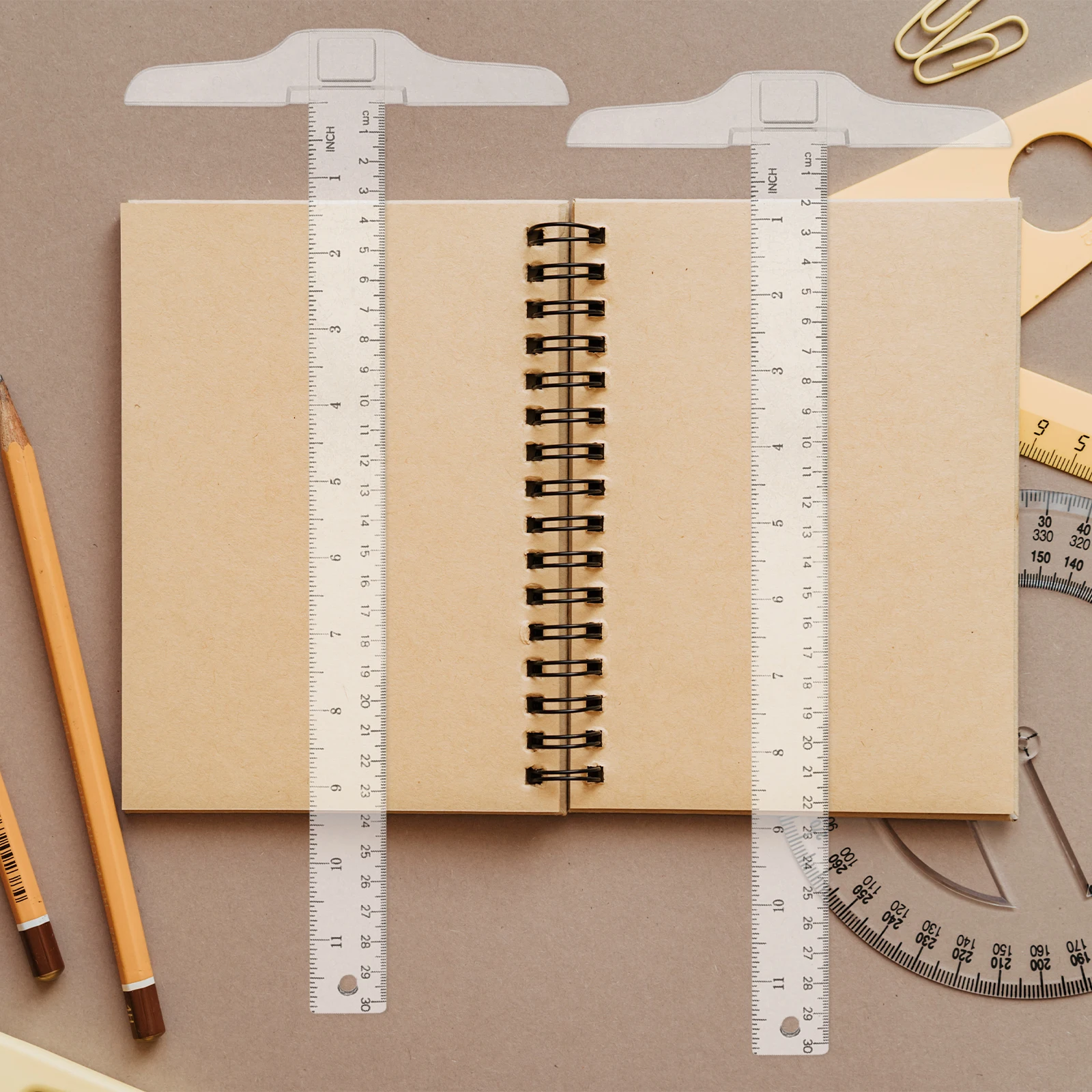 

2 Pcs T-shaped Ruler T-Square Measuring Precision Drafting Double Scale Student