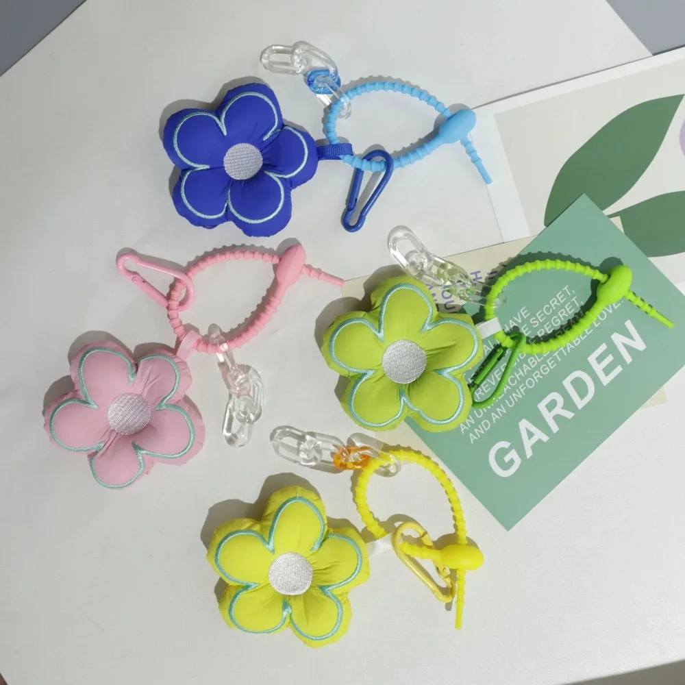 Creative Fabric Flower Keychain Simple Stuffed Sunflower Pendant Simple Soft Cotton Sakura Key Buckle