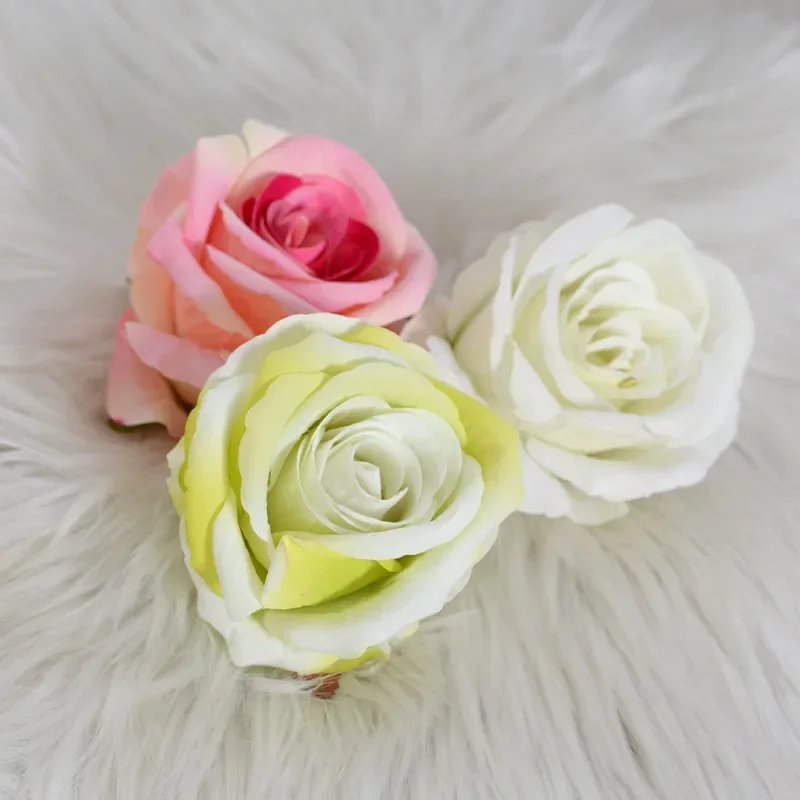 Artificial Big Velvet Rose Head Flower Bouquet Real Looking Fake Roses Home Wedding Centerpieces Party Decorations 9cm