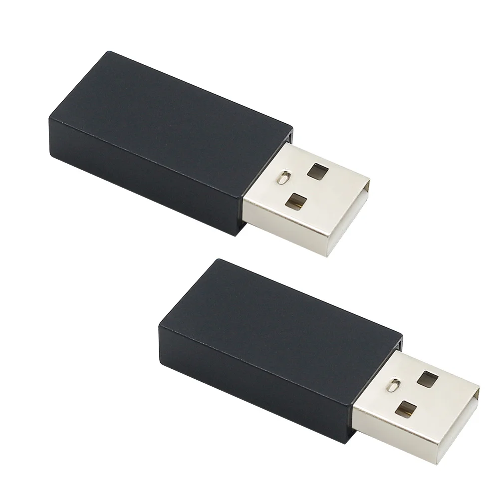 

2Pcs USB 2.0 Male to USB Female Adapter Extension Cable with Aluminum Alloy Shell Block Data Transmission Black