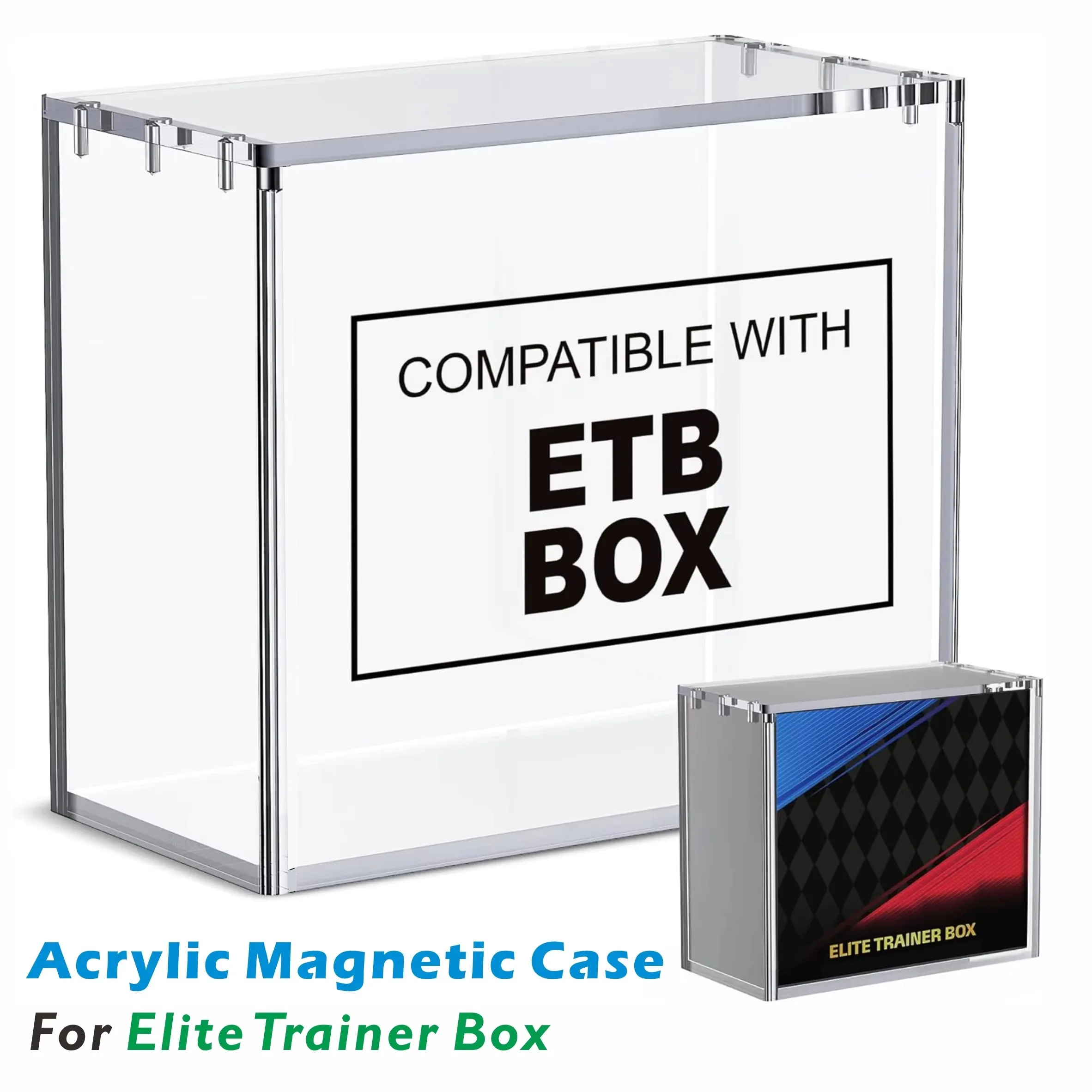 ETB Protector Case, 5mm Thick Clear Acrylic Display Box with Magnetic Lid, Moisture Resistant, Sturdy Storage & Display