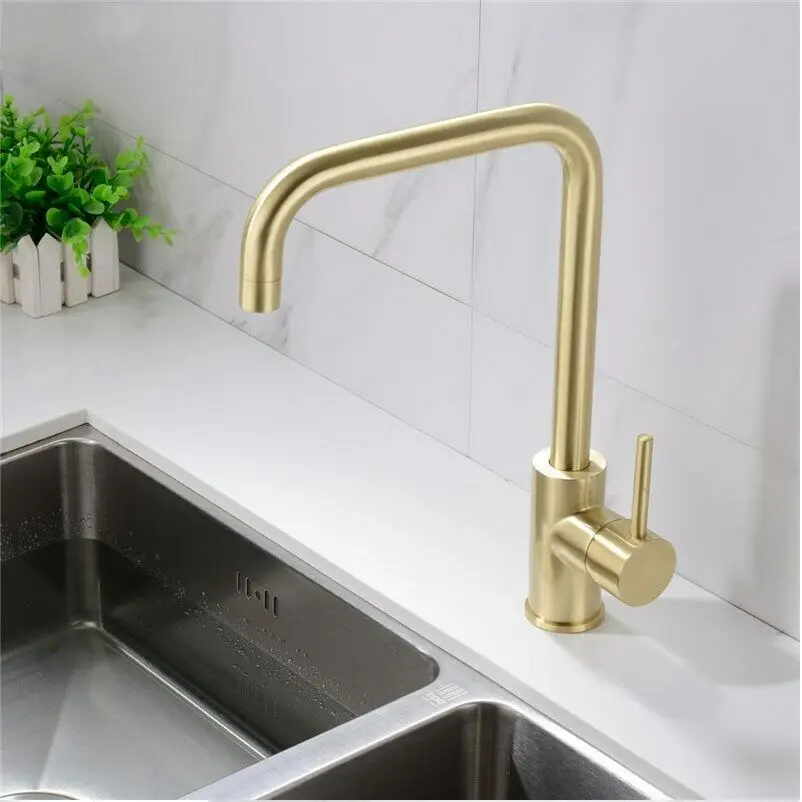 Küchen armaturen Gold Quadrat Einhand Waschbecken Wasserhahn Edelstahl heiß und kalt Deck Mount Wasserhähne Grifos de Cocina