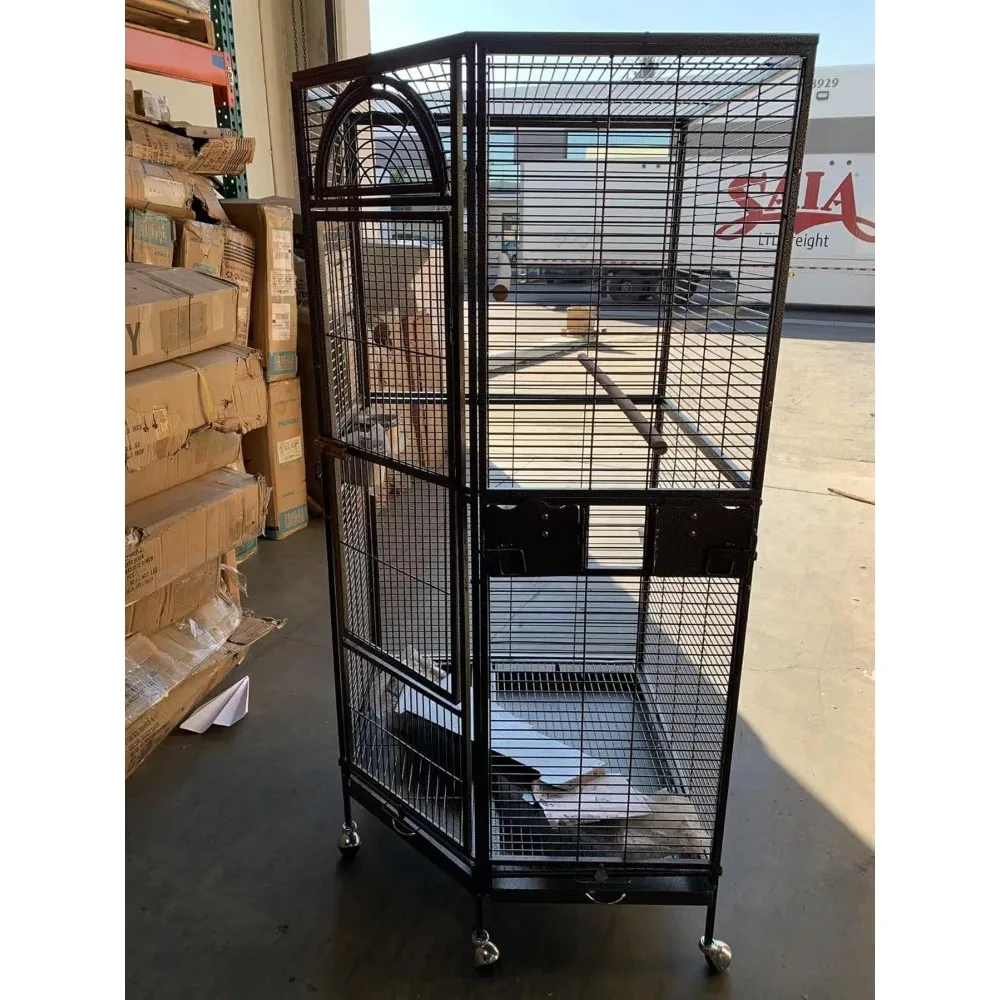 قفص العصافير الأنيق باللونين الأبيض والأسود للكوكاتيل والببغاوات - وصول جديد