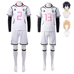 Blue Lock Shidou Ryusei Cosplay Costume Oliver Aiku Cosplay Wig Tops Shorts Set Sportswear Suit Football Soccer Party Suit Wigs