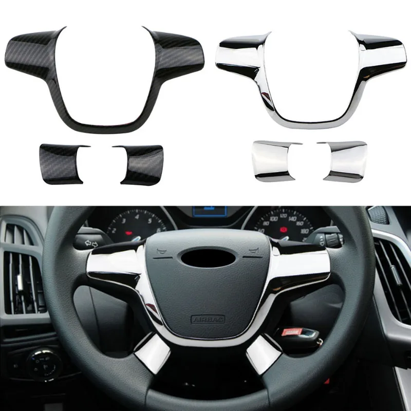 for Ford New Focus 3 MK3 Sedan Hatchback 2012 2013 2014 Car Styling Steering Wheel Trim Cover Sticker Decoration Case