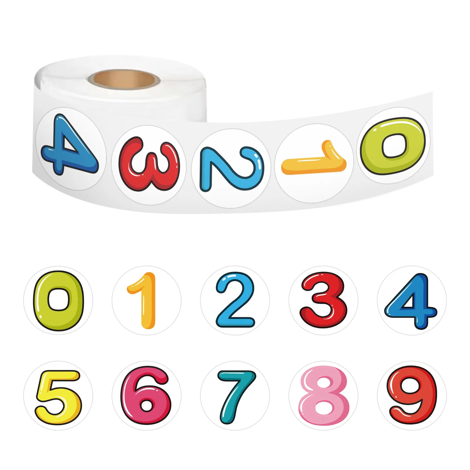 

500pcs/Roll Cute Number Roll Stickers Creative DIY Decoration Mobile Phone Case Notebook Graffiti Water Cup Skateboard Toys Gift