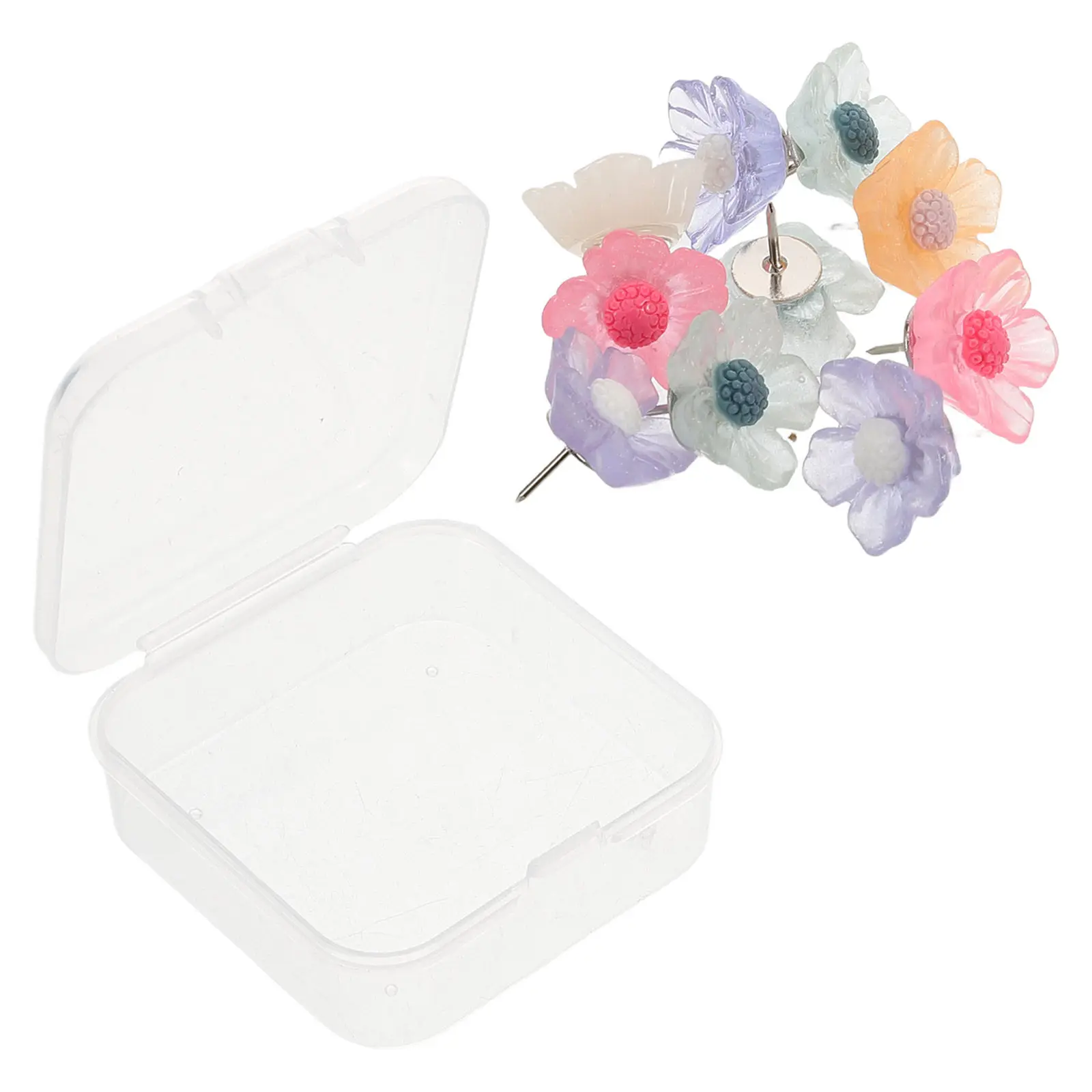 

10 шт. прозрачных декоративных кнопок-цветов из смолы, милые кнопки с цветочным дизайном для пробковой доски, офиса, домашнего декора