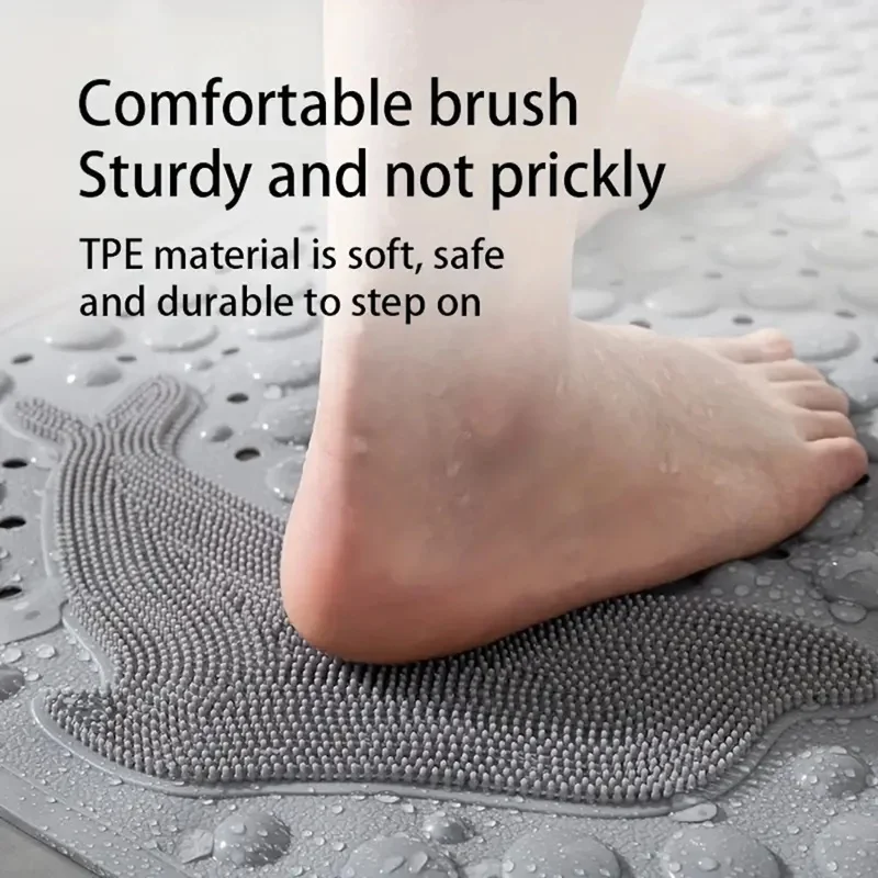 35×70cm Cute Dolphin Print PVC Shower Bath Mat, Waterproof Non-Slip Anti-Skid Rug for Bathtub and Home Bathroom