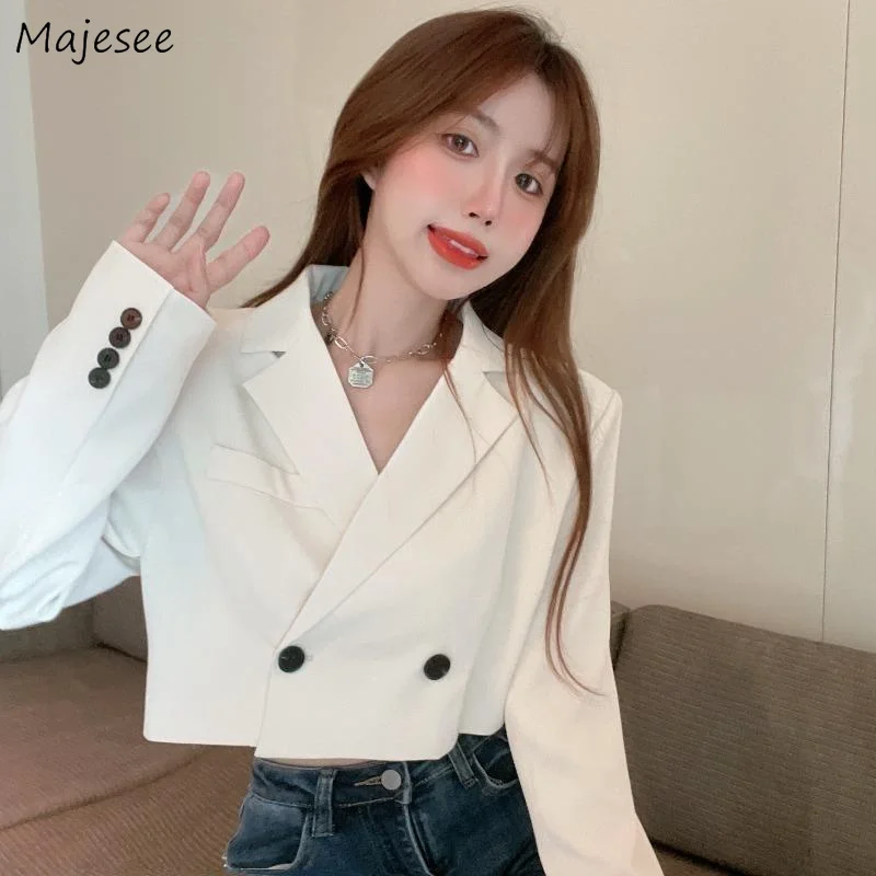 Cropped Blazers Women Spring Solid Stylish 4-colors Office Ladies Classic Temperament Trendy Korean Style Chic Hot Sale Leisure