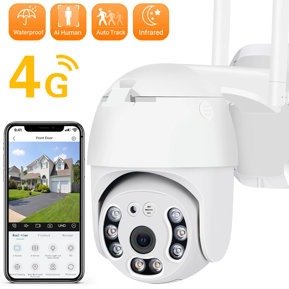 ANBIUX 4G SIM Card Camera 5MP 4x Zoom Color Night PTZ Security Camera P2P 3MP 2MP CCTV Outdoor Wireless WIFI IP Camera ICSEE