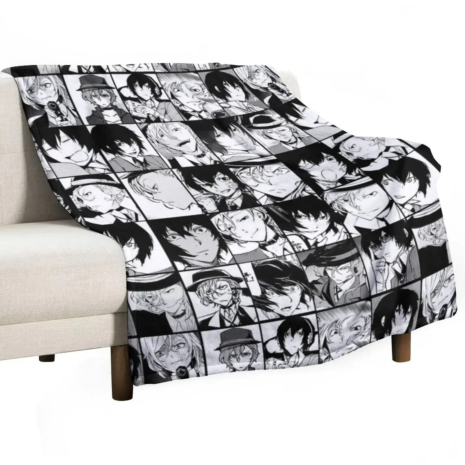 

ChuuyaxDazai manga panels collage Throw Blanket Blankets For Bed Flannel Fabric Blankets