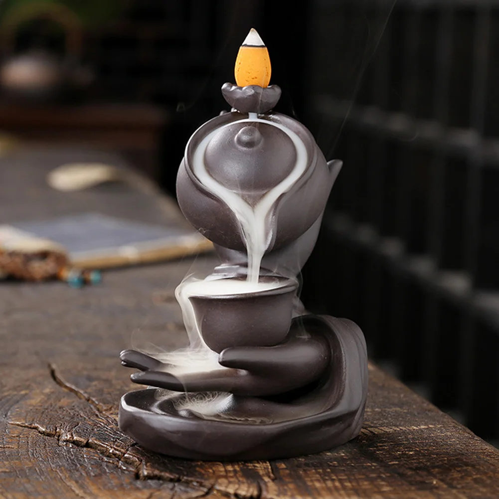 Buddha Hand Hanging Pot Incense-Burner Mesmerizing Backflow Smokings Effect For Meditation Corner