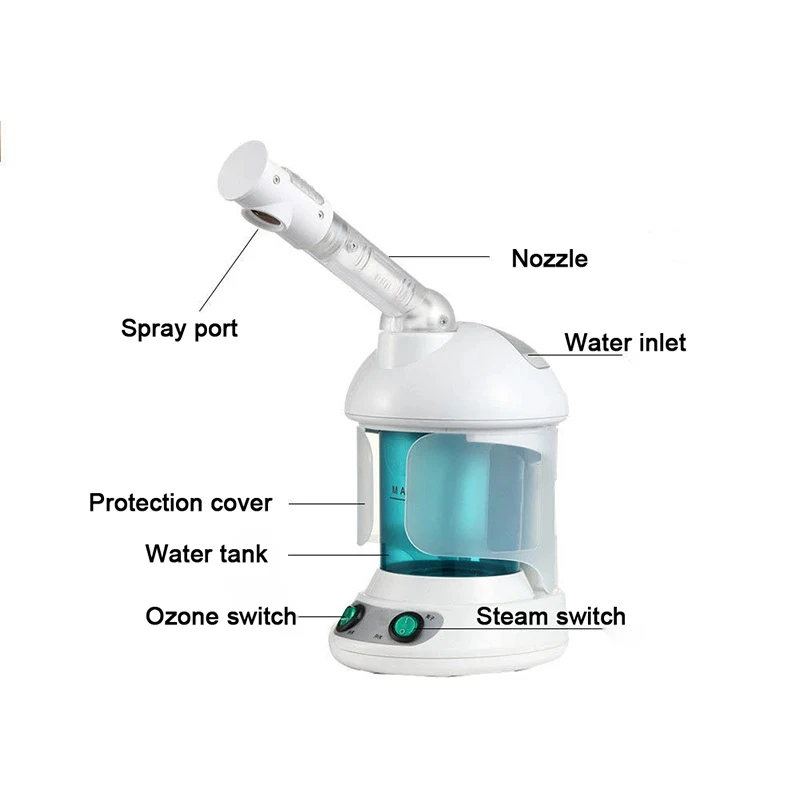 Spray facciale vapore ozono vapore deodorante acqua vaporizzatore umidificatore macchina a vapore tavolo Mini Spa Face Design 360 gradi