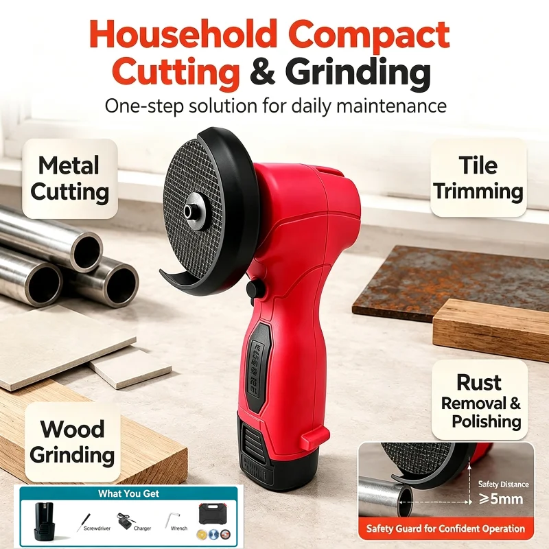 Mini Brushed Angle Grinder 3-inch Portable Lithium Battery Wireless Electric Polishing Machine Grinding and Cutting Tools