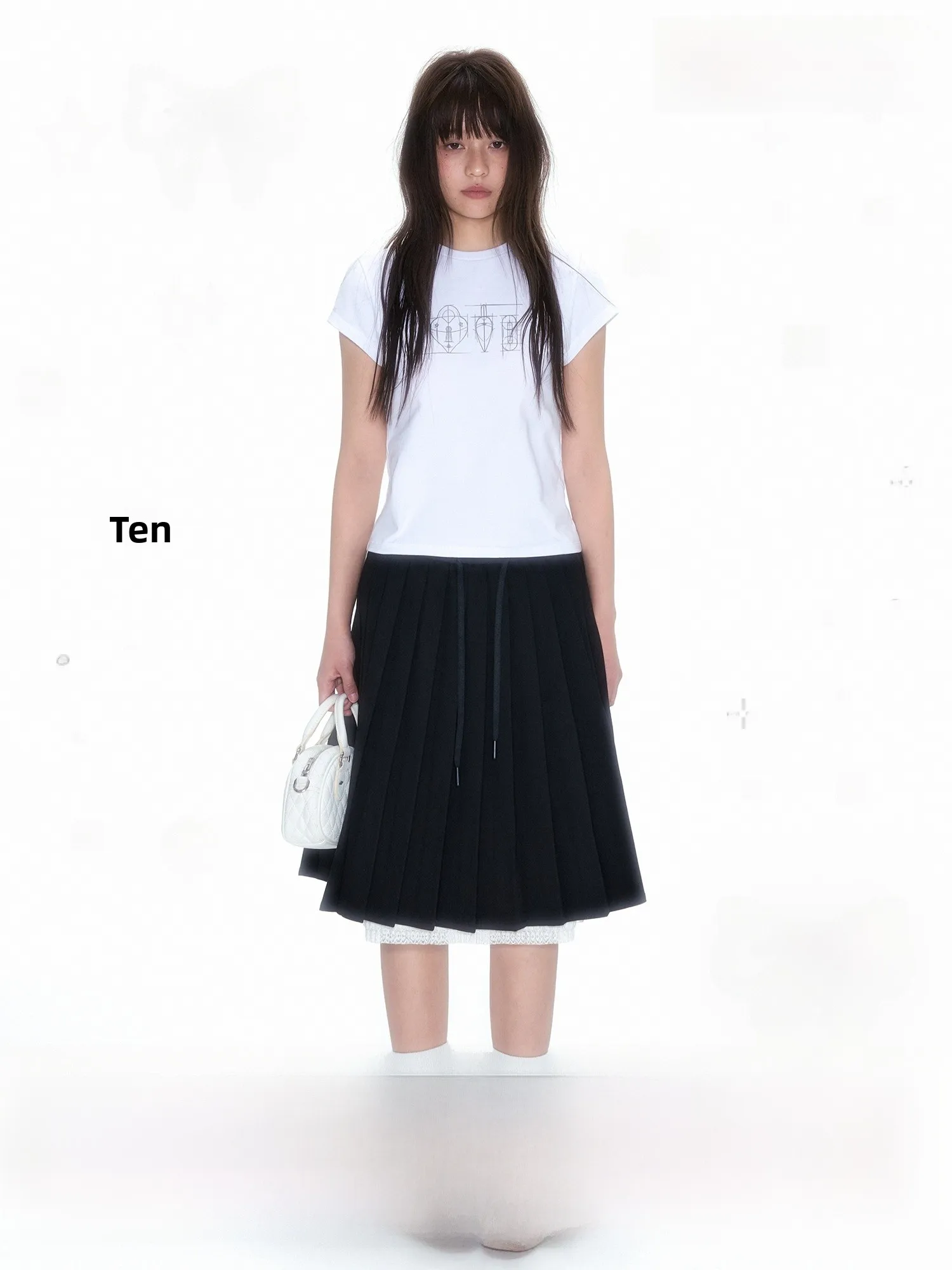 NECY Bla Saia Plissada Primavera Verão College Sle A-Line Saia Ele Or Saia Feminina Faion Saia Casual