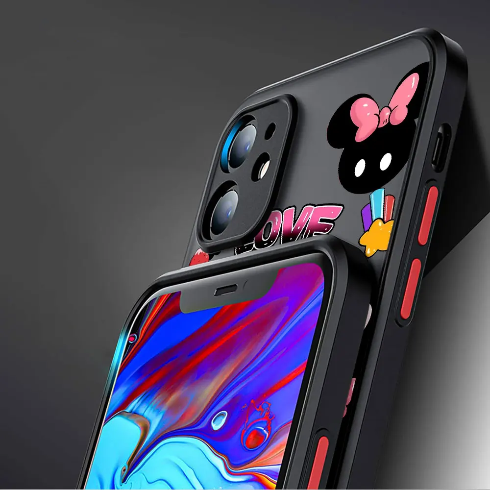 Disney Mickey Minnie Matte CaseสําหรับXiaomi Redmiหมายเหตุ 1110 Pro 12 9S 12C 8 10A 10C 7 8Tซิลิโคนฝาครอบโทรศัพท์สีดํา