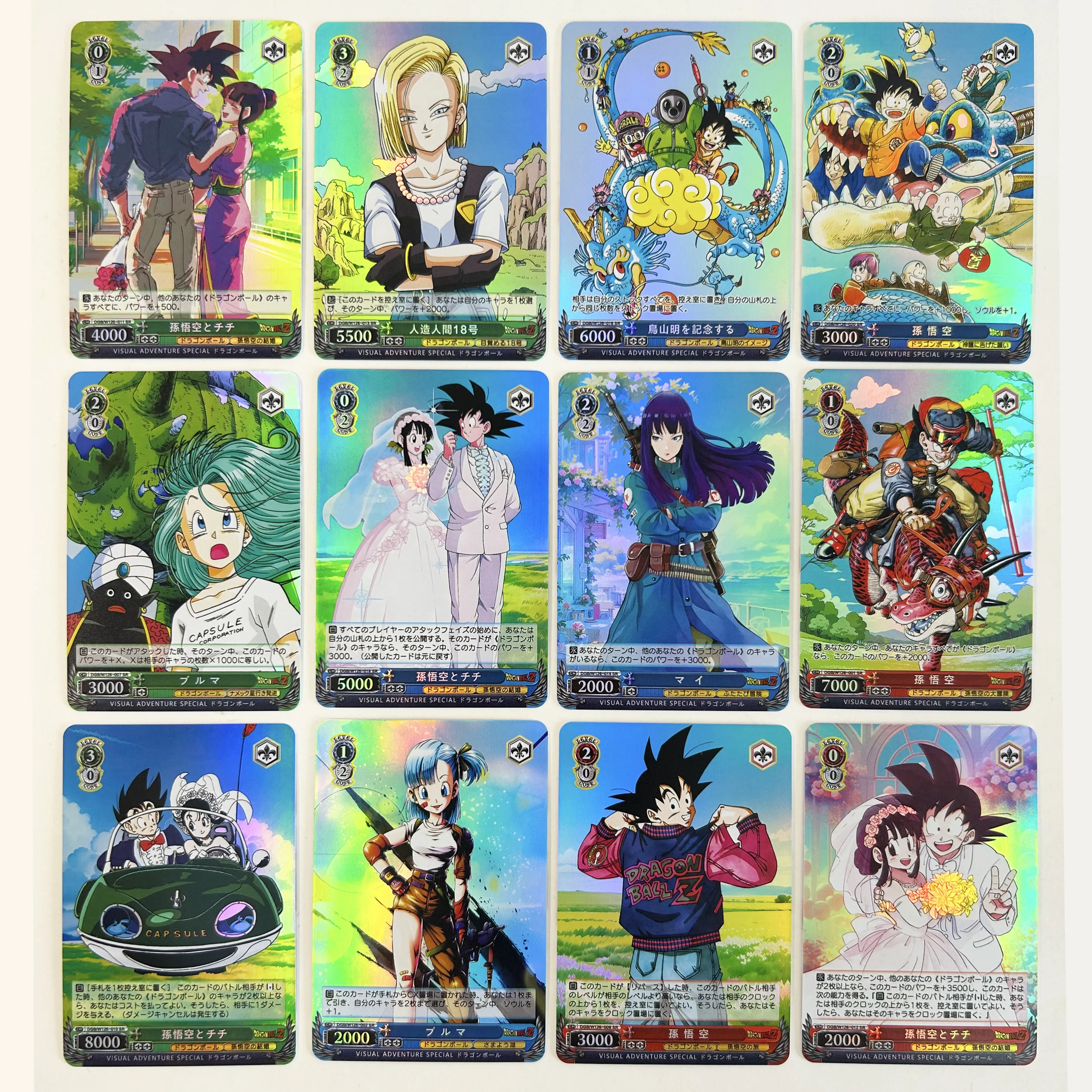 Hot 20Pcs DIY Dragon Ball Z Holographic Rainbow Laser Cards Visual Adventure Wedding Goku Chi-Chi Bulma 18 Krillin Anime Gift view 3