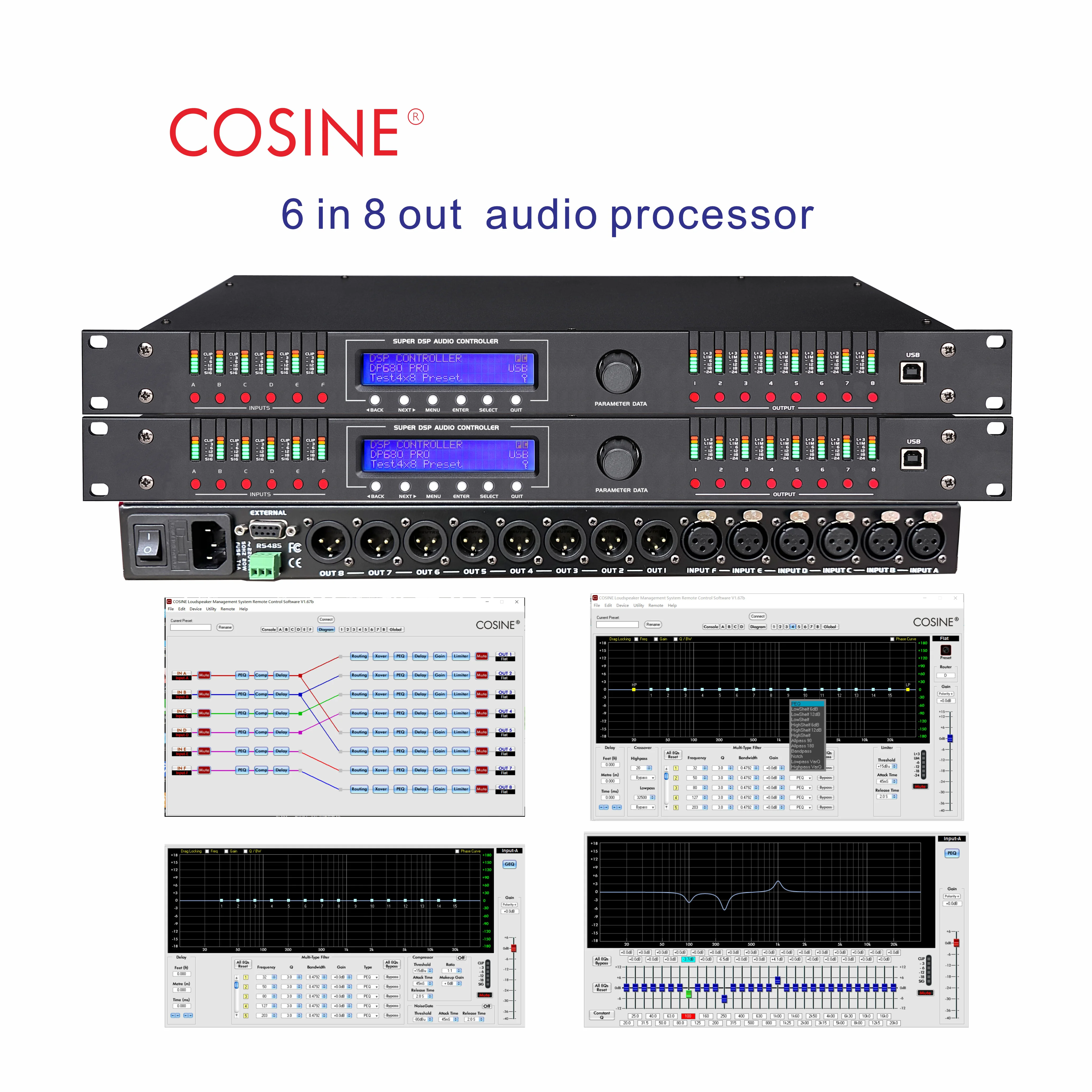 6 In 8 Out Audio Processor Professional Multifrequency Audio Driverack Professional Speaker Audio Processor