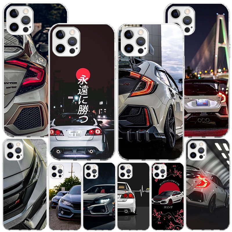 JDM Type R Civic Sport Car Phone Case For iPhone 16 Pro Max 15 + 14 Plus 11 12 13 Mini Xs X XR 7 8 SE Personalized Gift Print Co