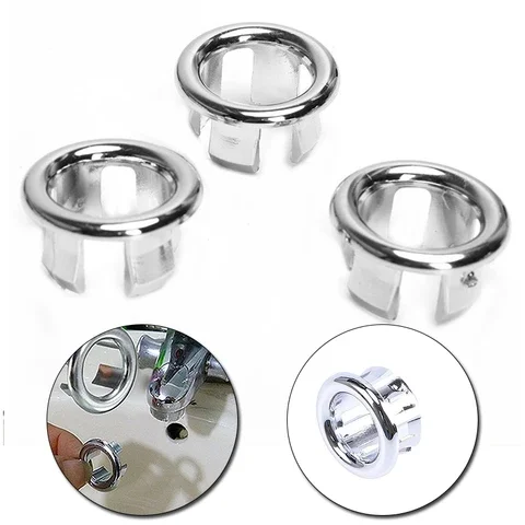 

3 pieces/lot Plastic Silver Plated Tidy Trim Round Sink Overflow Spare Cover Ceramic Basin Bathroom Replace Overflow Ring