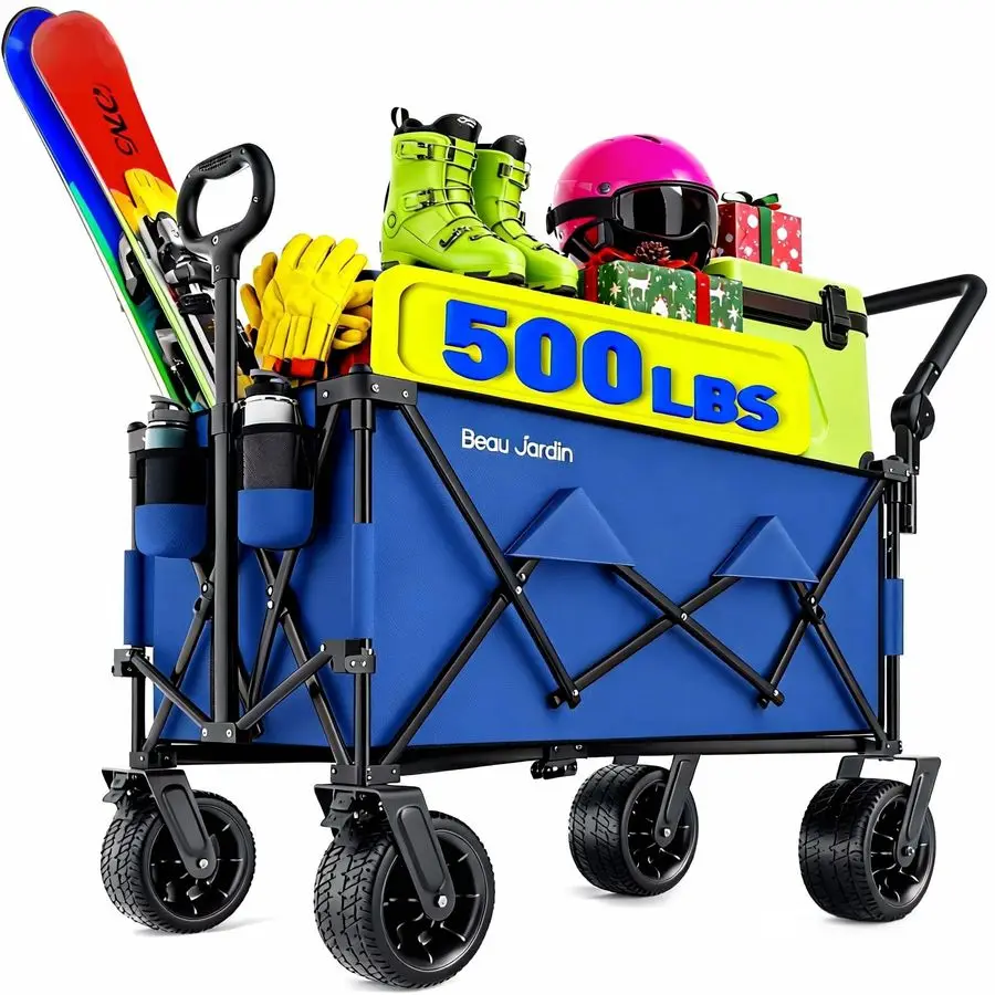

Folding Push amp Pull Beach Wagon 500 lbs Collapsible Foldable Wagons with Push Handle All Terrain Wheels Grocery Utility Campin
