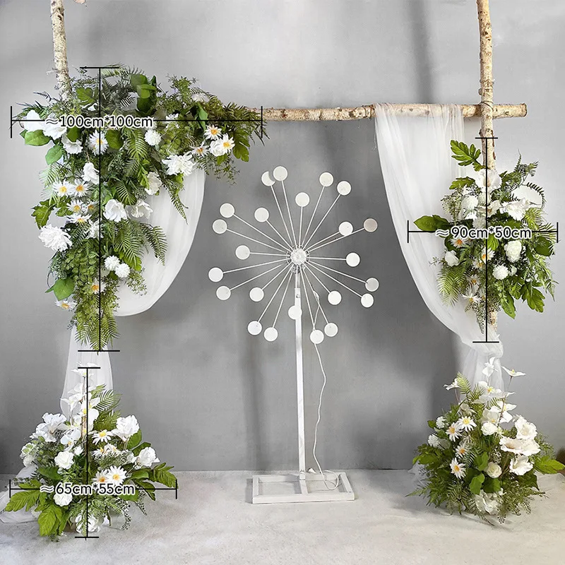 ترتيب الزفاف النباتات الخضراء الزفاف الأبيض الزهور المرحلة زخرفة خلفية #1