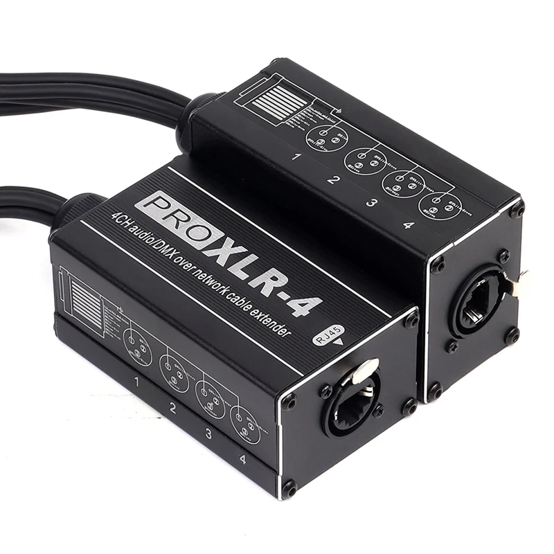 HLZS-RJ45 To 4 Channel XLR Audio 3 Pin DMX Splitter For Snake Cable Network Extension For Stage Or Studio Recording