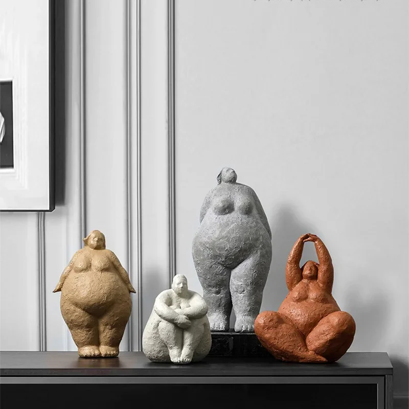 Arte astratta nordica Donna grassa Ornamento Personaggio Artigianato in resina Soggiorno creativo كاميرا موديل ديكور #3