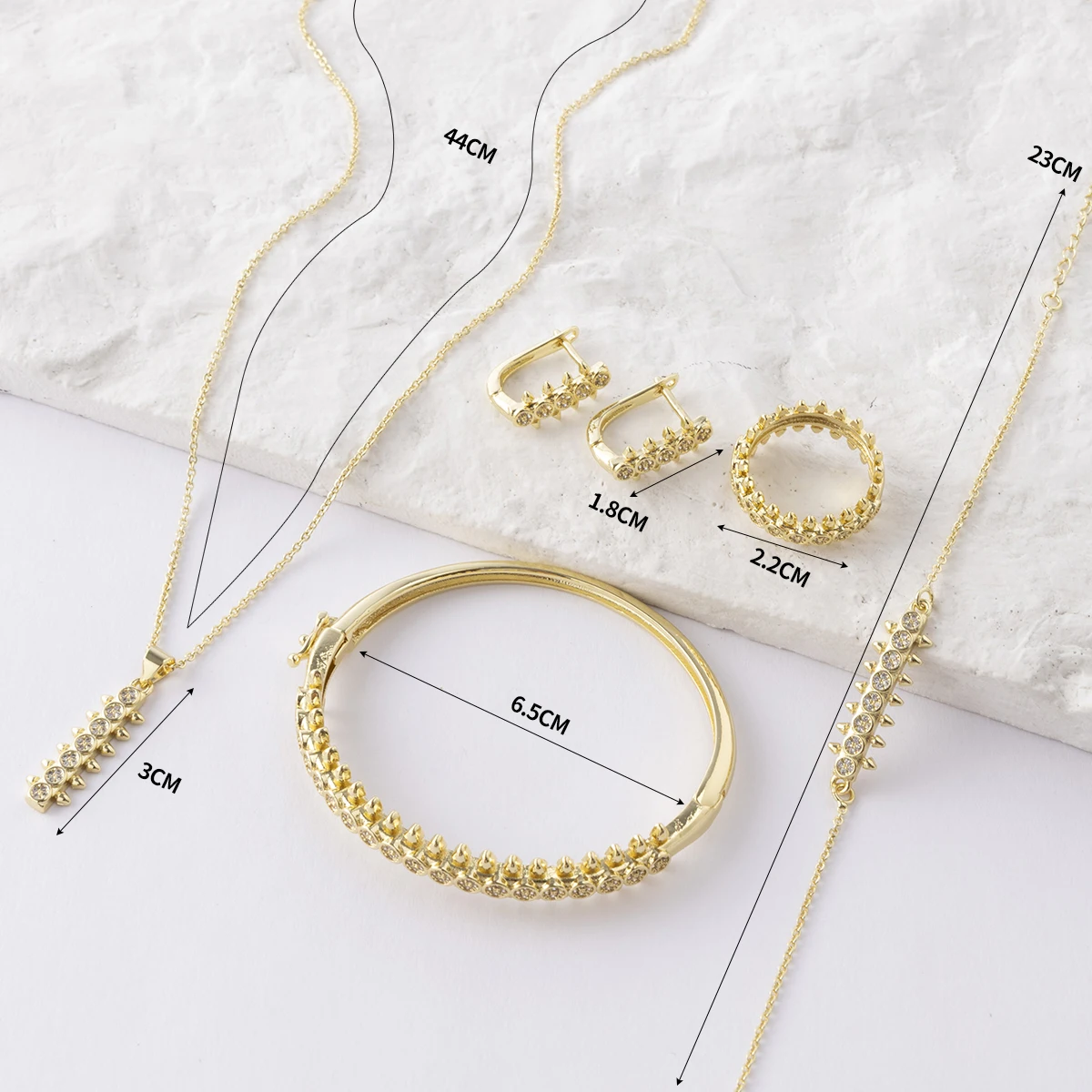 LUIZADA New Design Copper inlaid Nail For Women Jewelry Set Waterproof Luxury Brand Jewelry