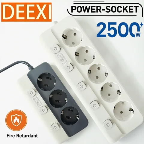 Type Power Strip With USB C Power Strip EU Plug AC Outlets Multitap Socket Extension Cord Electrical With USB Type C PD Fast Charging Network Filter Adapter