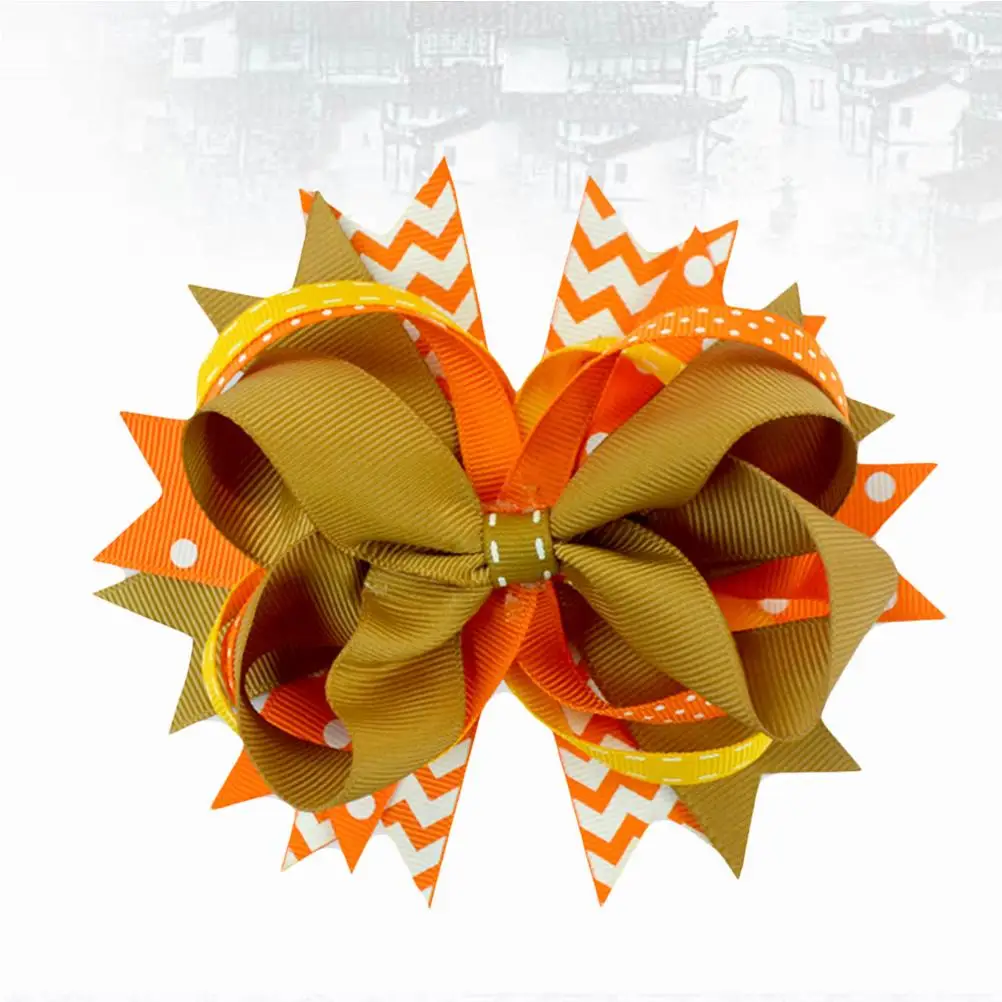 

Large Bowknot Clips Girls Hair Accessories Durable Non Fading Deformation Thanksgiving Decor Kids Hairpin Stage Performance
