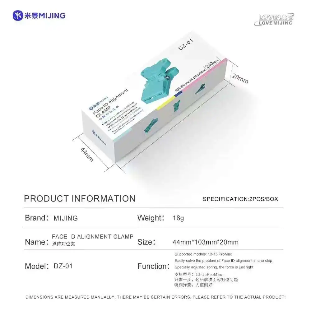 Imagem -06 - Mijing-dot-matrix Alinhamento Clamp para Face id Clipe de Primavera Ajustado Resolve Dificuldade de Alinhamento para Iphone 13 14 15 Pro Max Dz01