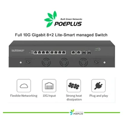 full 10Gbe 10 ports poe or non web managed switch with 2*10Gbe sfp uplink