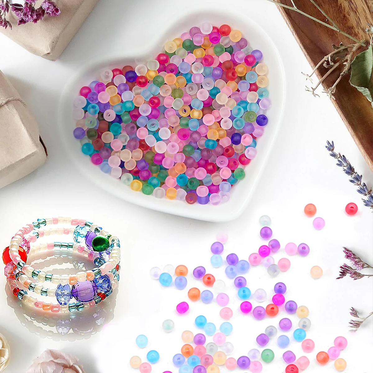 

2-4mm Frosted Transparent Glass Rice Beads Multi-Color - DIY Jewelry Making (Earring/Bracelet/Necklace) 10g/Bag ≈660/220/100pcs