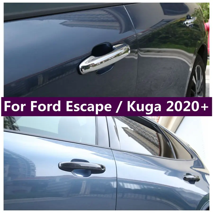 

Side Door Handle Catch Protection Caps Cover Trim For Ford Escape / Kuga 2020 - 2023 Carbon Fiber Look / Chrome Car Accessories