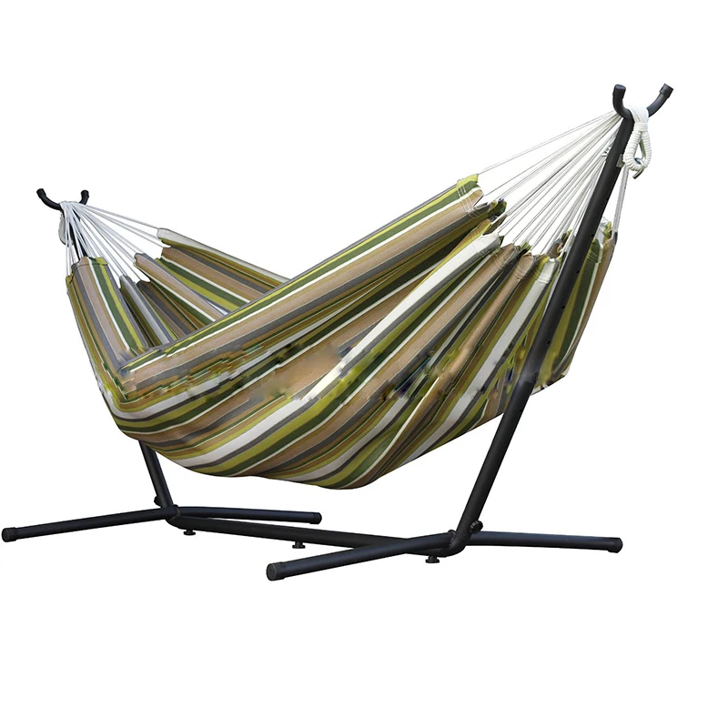 1PC Outdoor Removable Canvas Hammock Assembly Thickened Iron Bracket Canvas Hammock Shelf Convenient Outdoor Travel Hammock