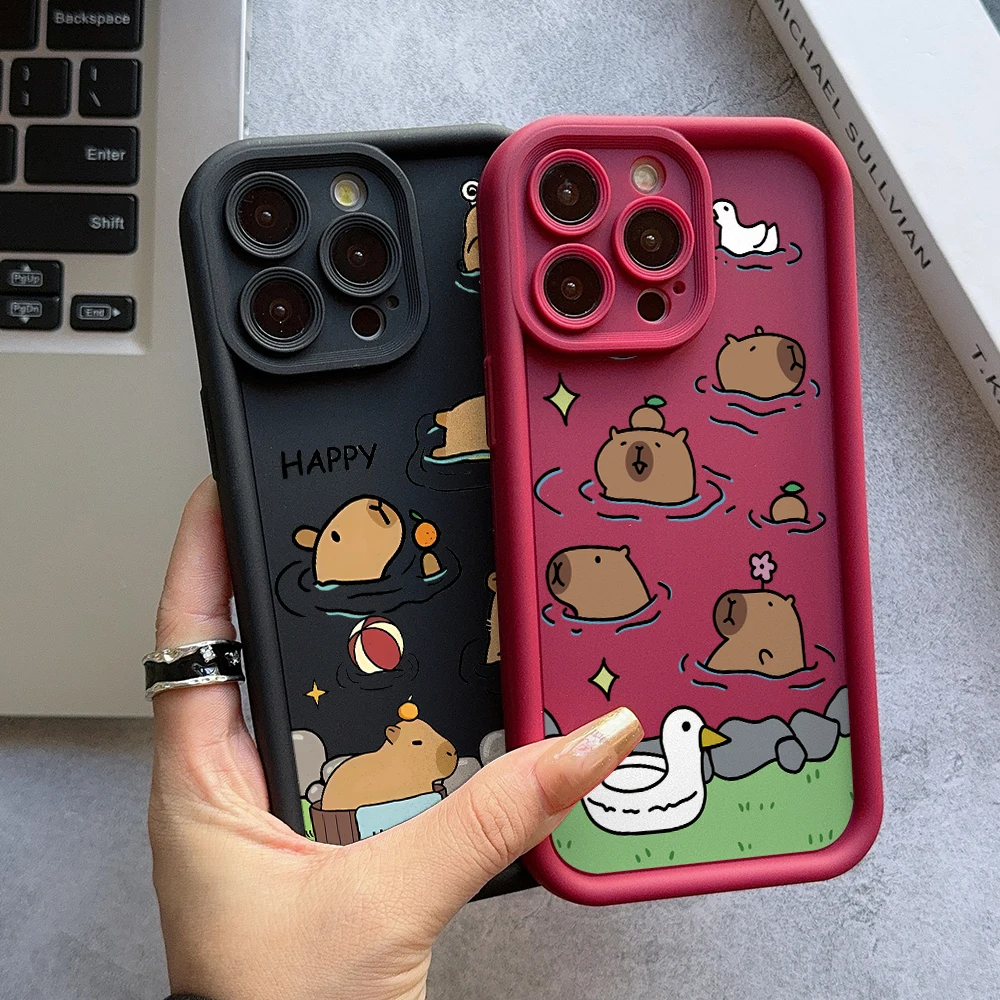 Funny Capybara Phone Case for Samsung Galaxy A73 A71 A55 A54 A53 A52 A51 A34 A33 A32 A23 A14 A13 A12 4G 5G Ladder Lens Cover