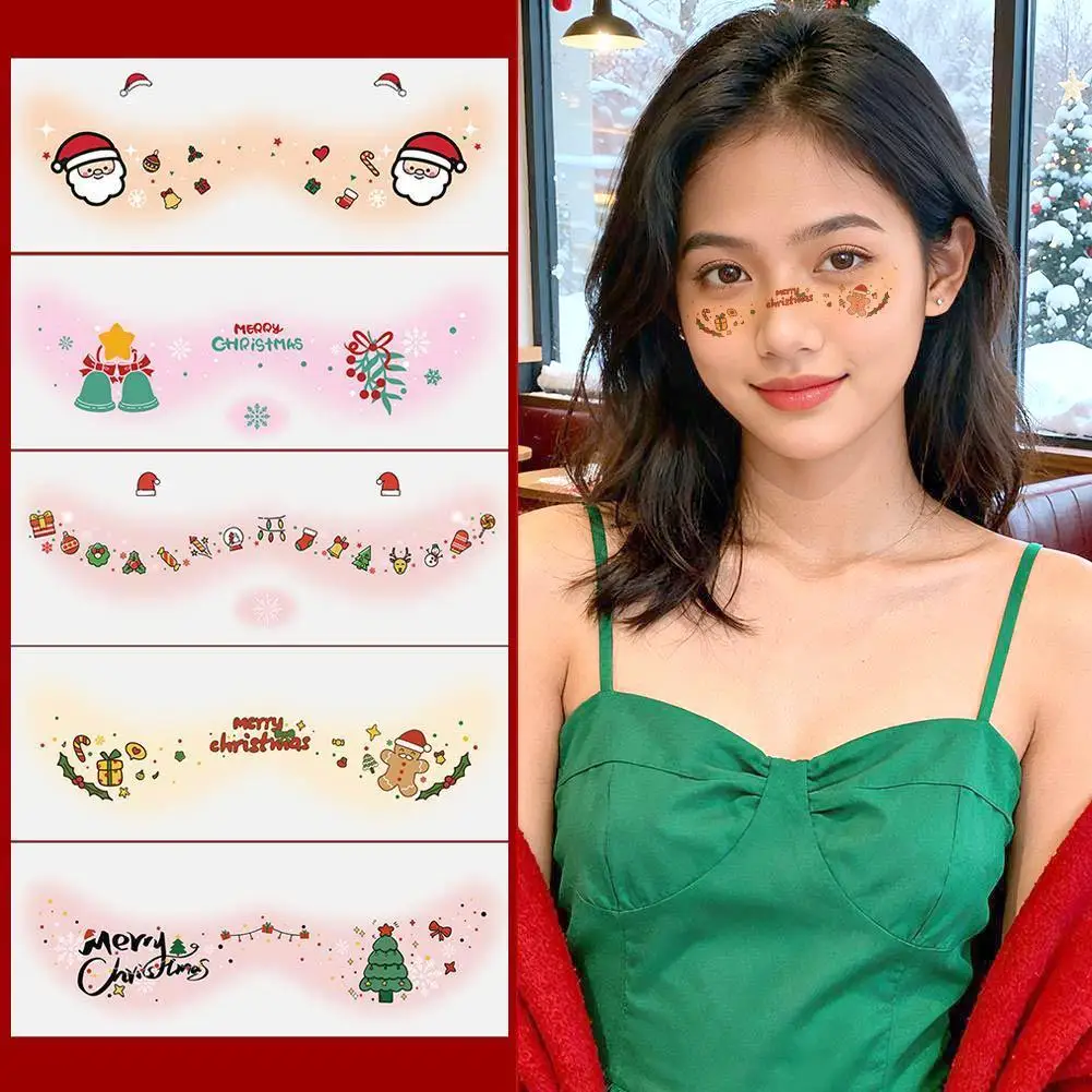 ملصقات ماكياج عيد الميلاد عيد الميلاد الوجه بريق النمش الوجه الوشم مقاوم للماء الوجه بريق النمش لعيد الميلاد O5M9 #2