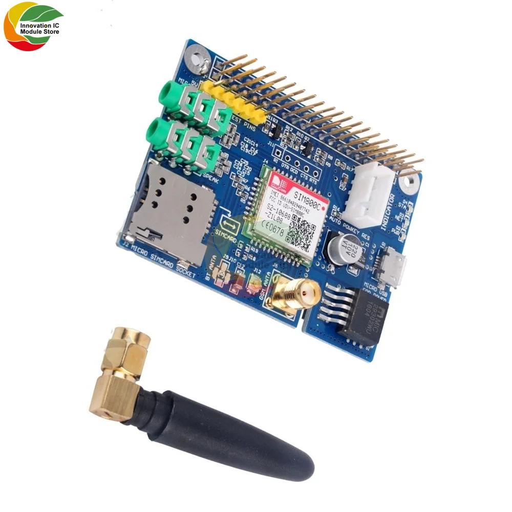 SIM800C 101GStore S Tech-Carte de développement de bande de façade avec antenne SMA, Micro epiSlot pour Ardu37Raspberry Pi, prend en charge le