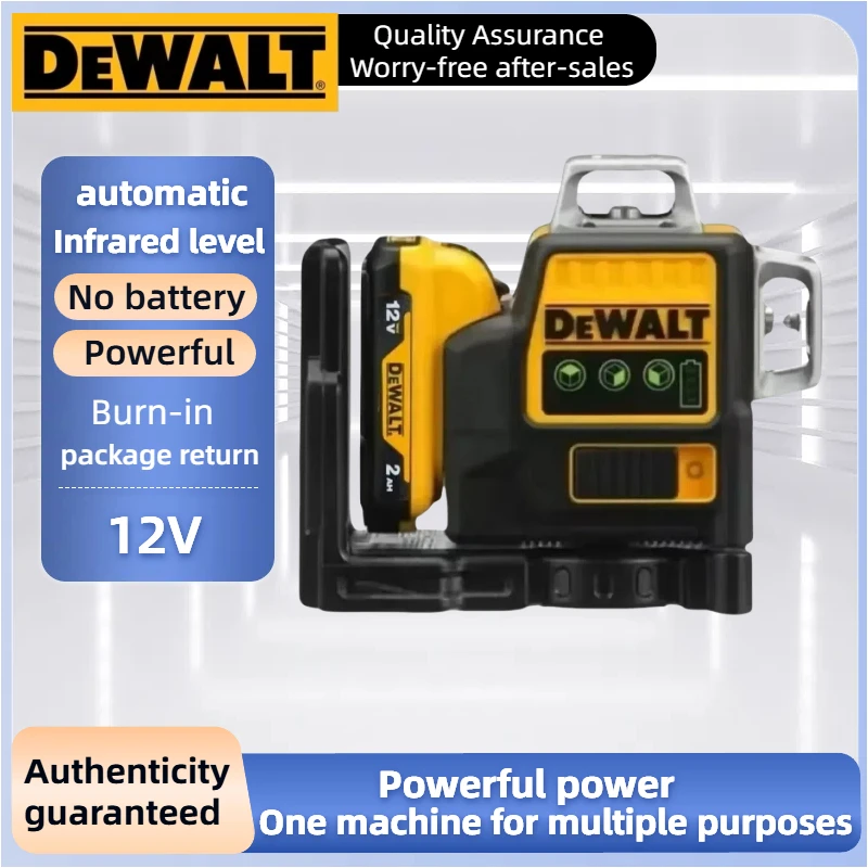 DeWalt DW089LG 12V Lithium Battery 12-Line 360° Green Laser Level for Outdoor Use - view 2