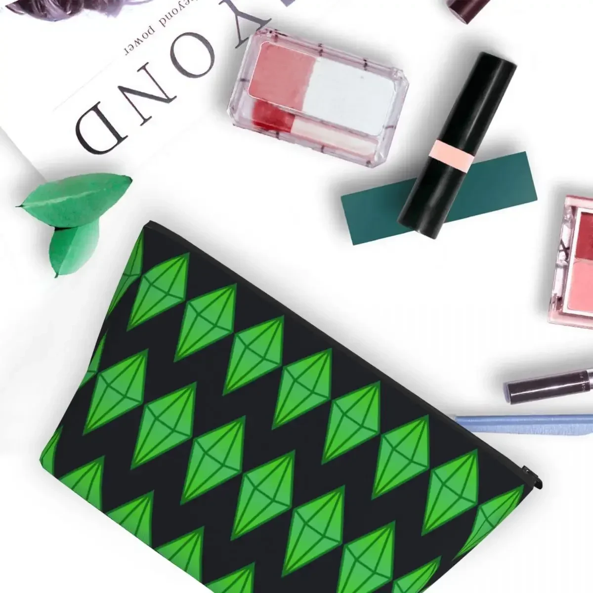 Sims 4 Plumbob Women Cosmetic Bag Travel Makeup Organizer Pouch Toiletry Storage Dopp Kit Case