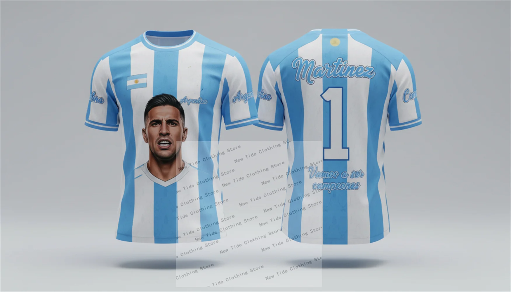 الأرجنتين 2026 كرة القدم كرة القدم جيرسي وتي شيرت للرجال المشجعين سوف نكون أبطال - نمط نسخة المعجبين دعم فريقك #2