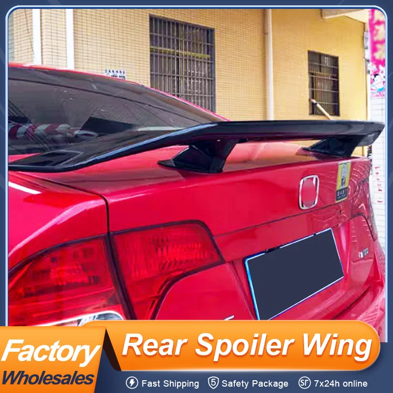 

For Honda Civic 8th Sedan 06 07 08 09 10 11 Rear Trunk Lid Car Spoiler Wing Universal Fitment ABS Black Carbon Color Accessories